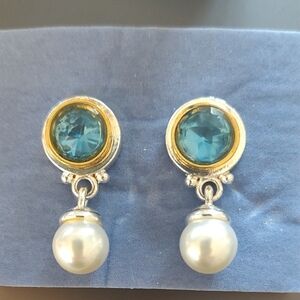 Avon Blue and Silver Earrings with Elegant Design